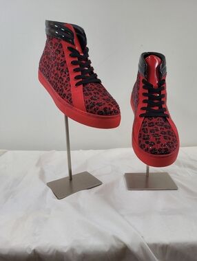 Red Leopard High-Top Athletic Sneakers - Brand